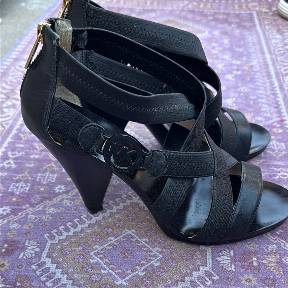 Michael Kors Black Strappy Leather Heels